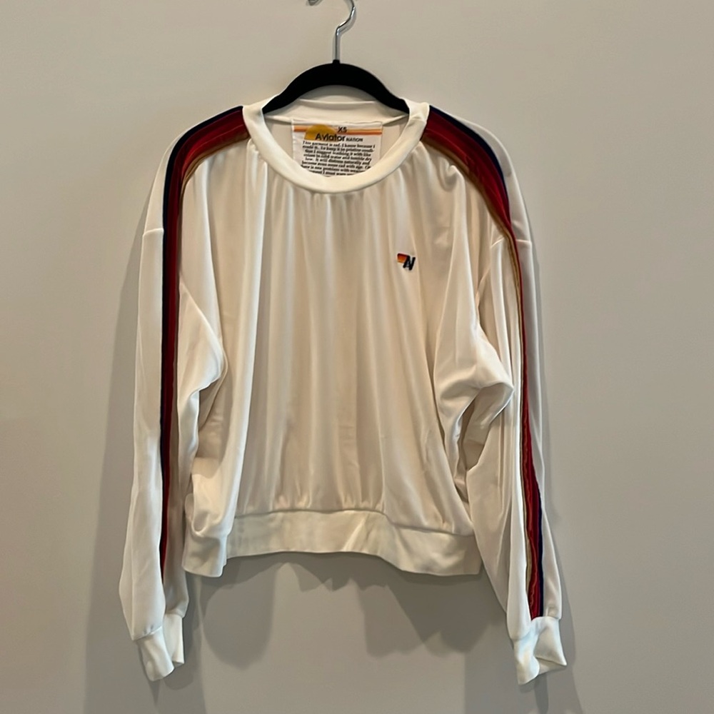 Aviator Nation white velour sweatshirt XS